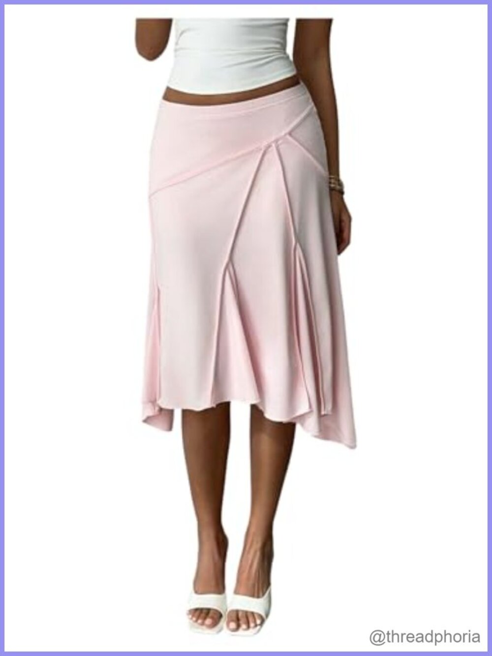 Y2K Asymmetrical Midi Skirt Low Rise Ruffle Hem Flowy